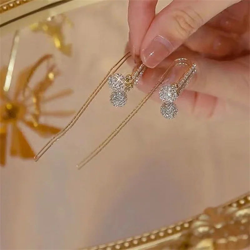 여성용 패션 지르콘 볼 펜던트 귀걸이